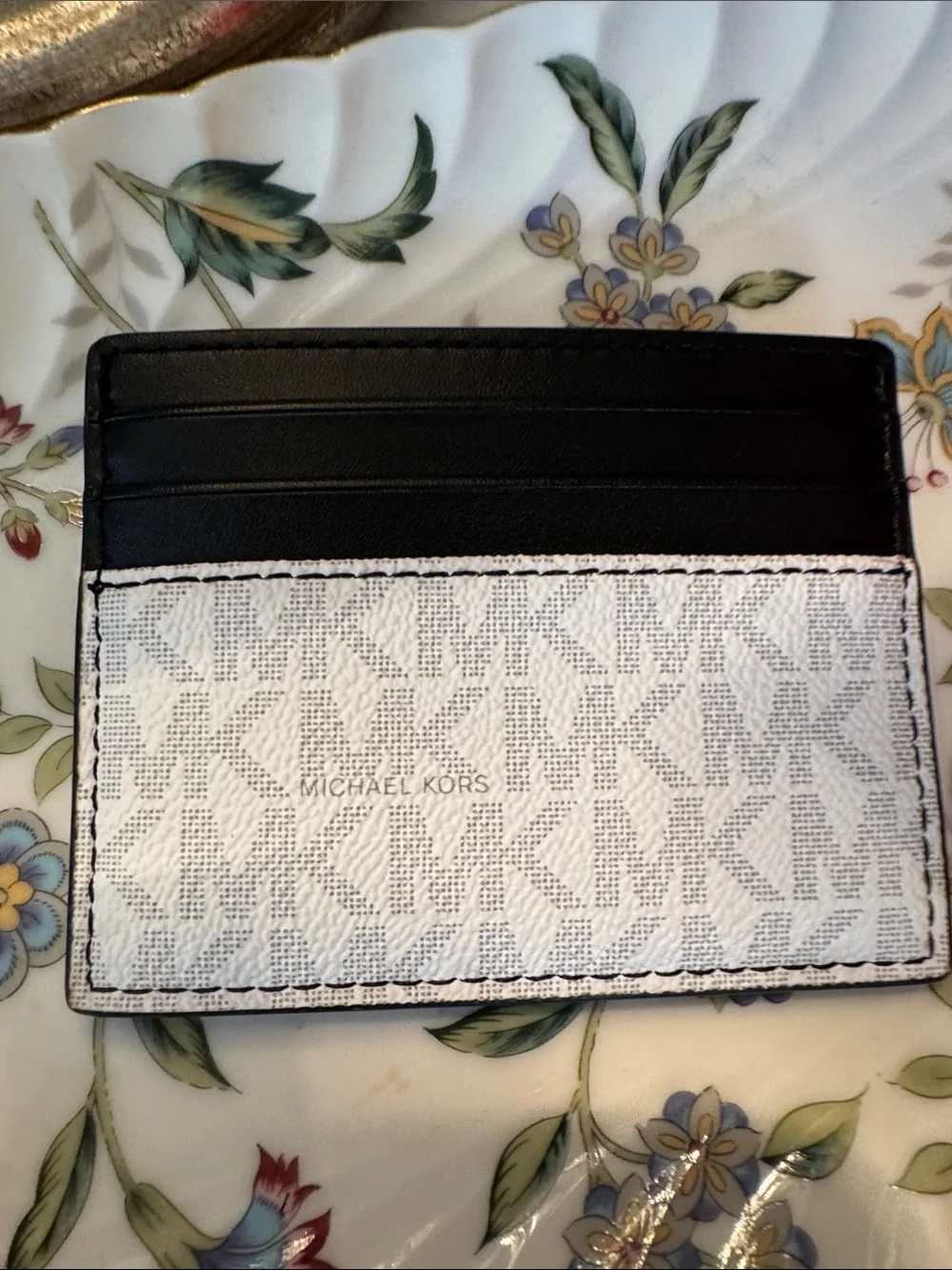 Michael Kors Black and White Signature Card Case